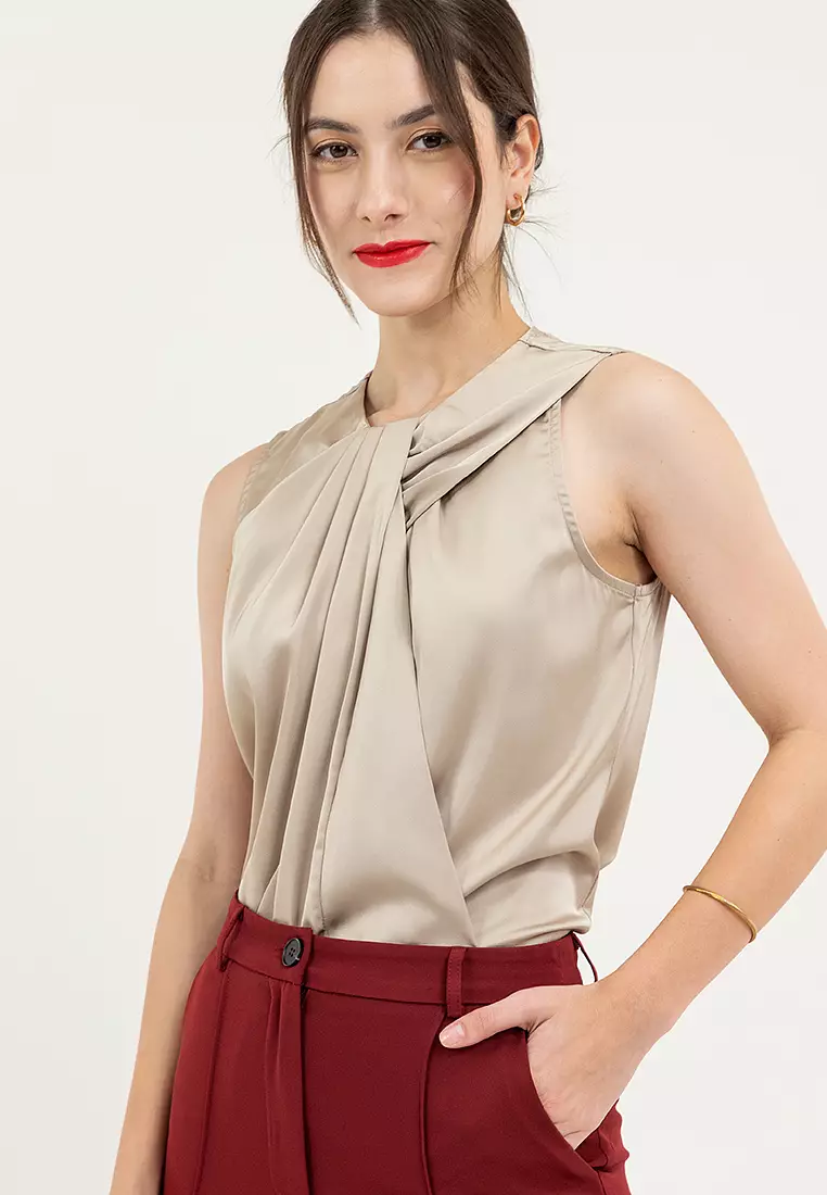 Charlotte Sleeveless Drape Blouse
