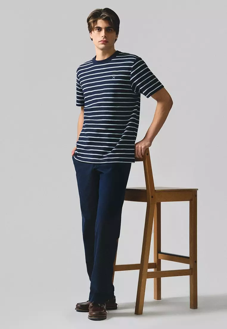 Regular Fit Striped T-Shirt In Honeycomb Pique