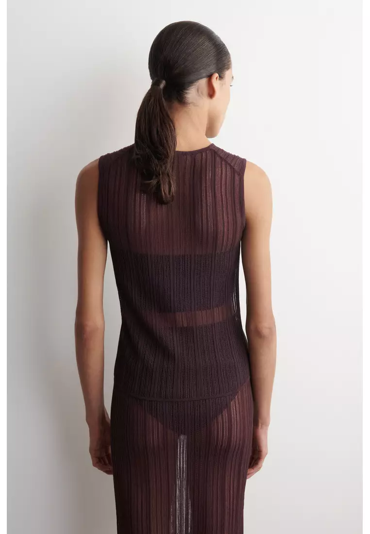 SHEER LACE-KNIT TANK TOP