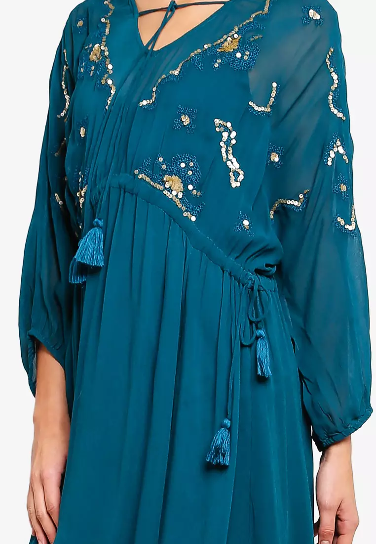 sachin and babi light blue dress Embroidered Fable Dress