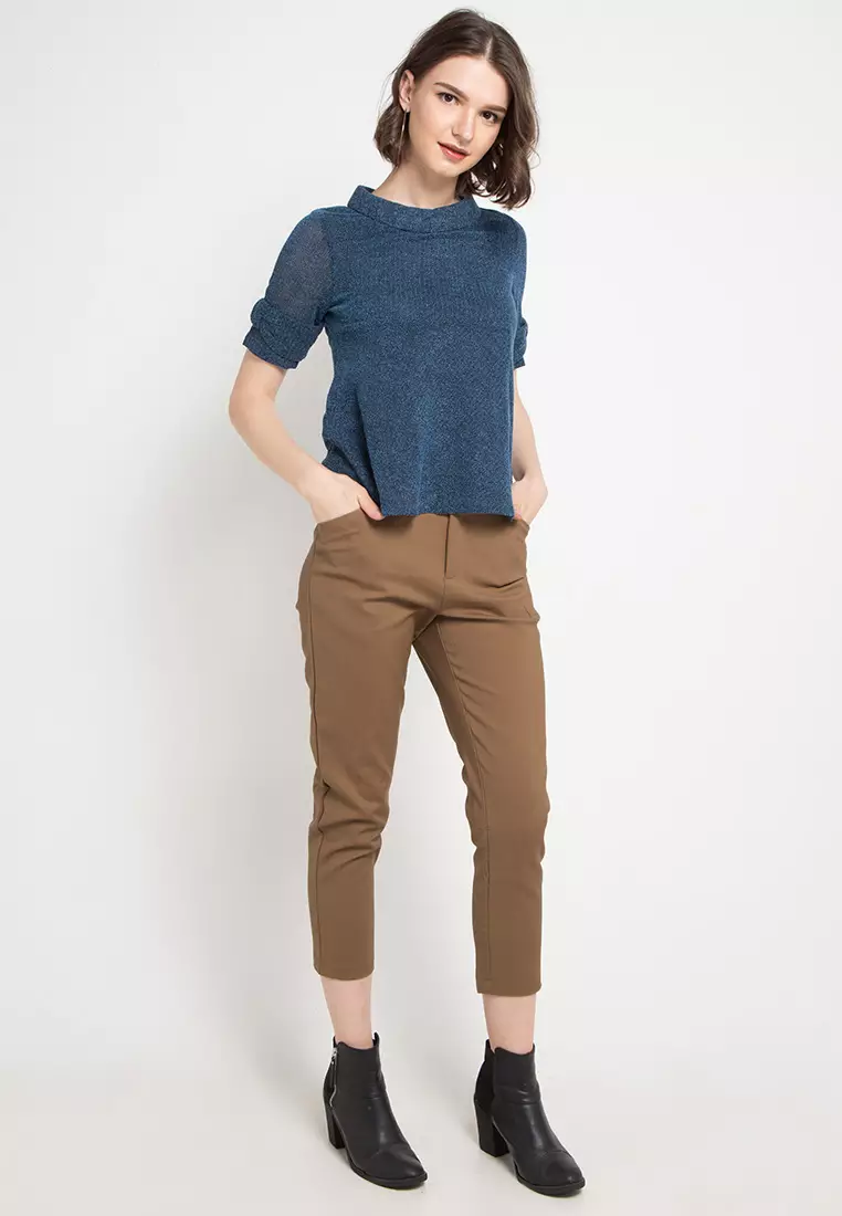 Stretch And Back Waist Rubber Long Pant