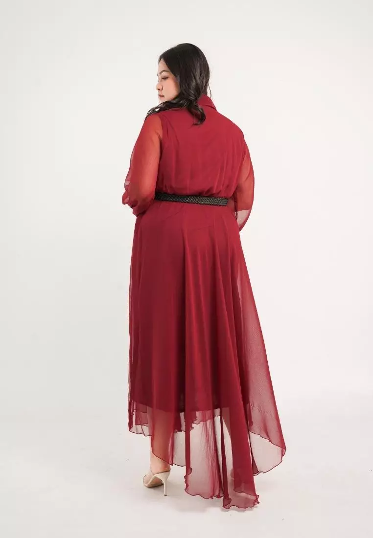 Plus Size Party Dress Lunar Maroon