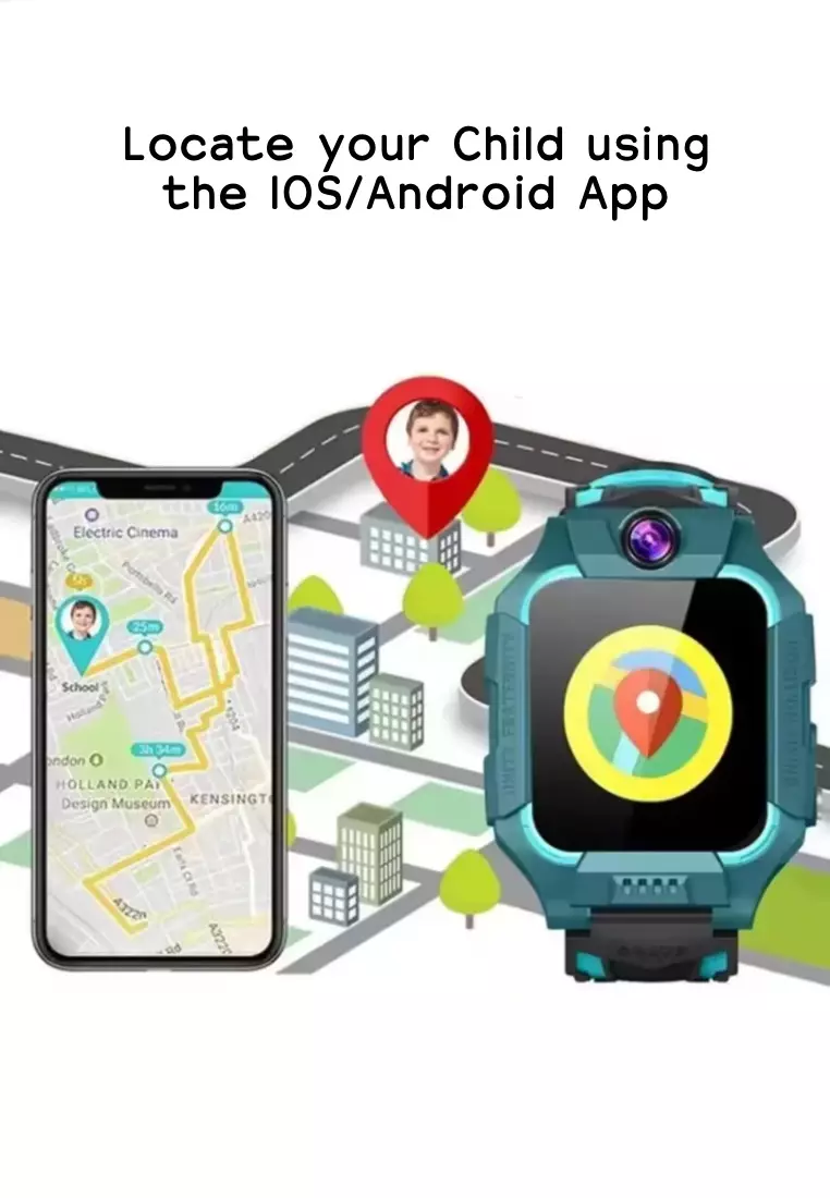 Kids/Teenagers Smartwatch - Sim Card Calls - GPS Location Tracking - SOS Button - Camera - IOS / Android - IP67 Waterproof