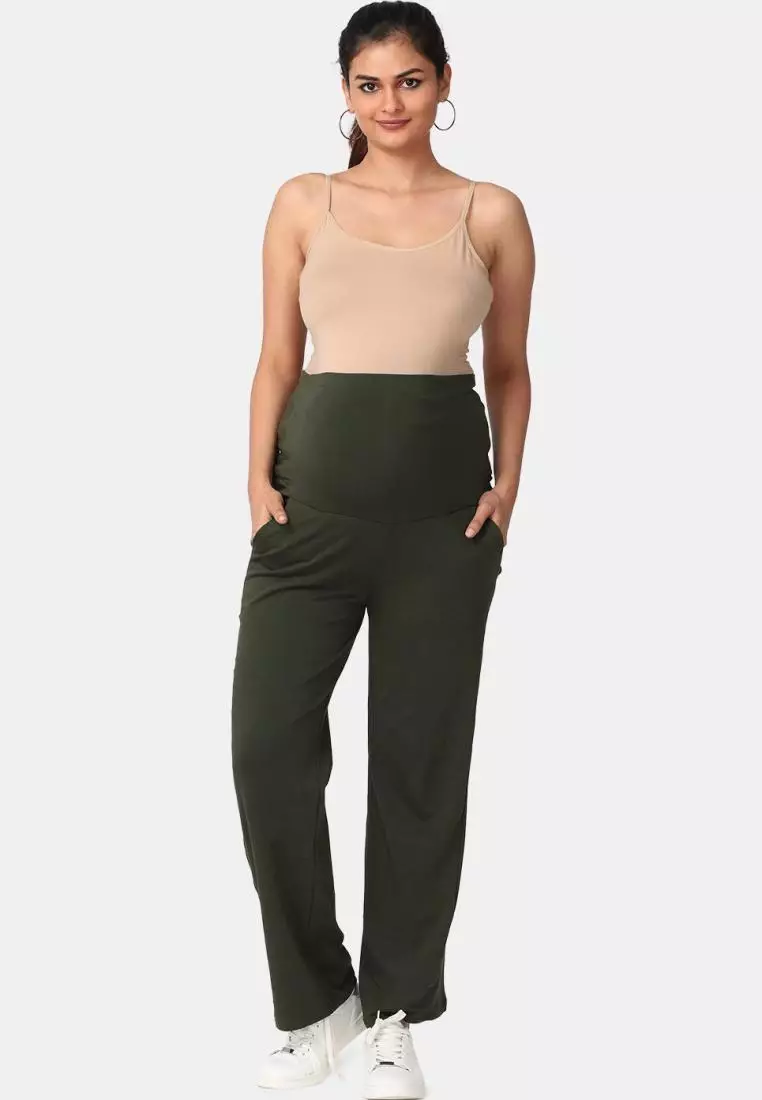Comfy Maternity Trackpants - Olive