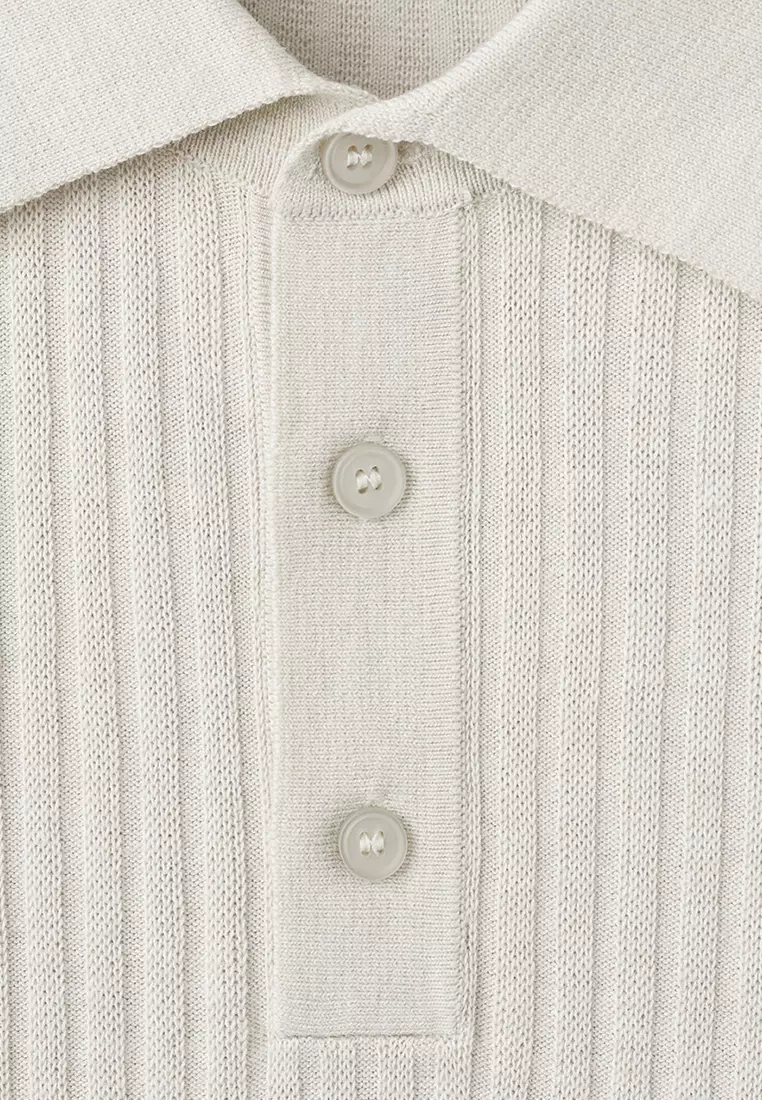 Rib-Knit Cotton-Blend Polo Shirt