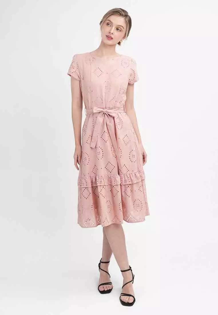 Elise Eyelet Tiered Midi Dress
