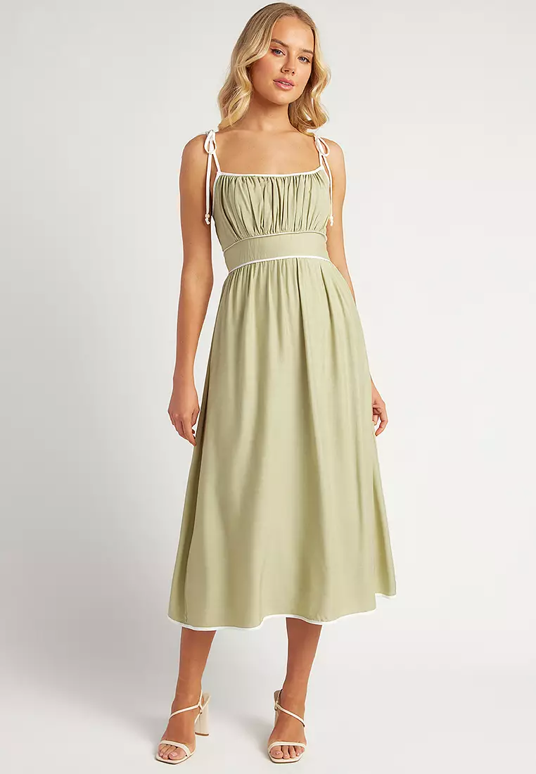 Shirred Detail Long Dress