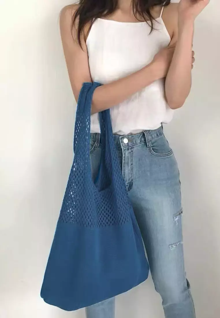 2024 New Vintage Hollow Woven Tote Bag Large Capacity Shopping Bag CA080701