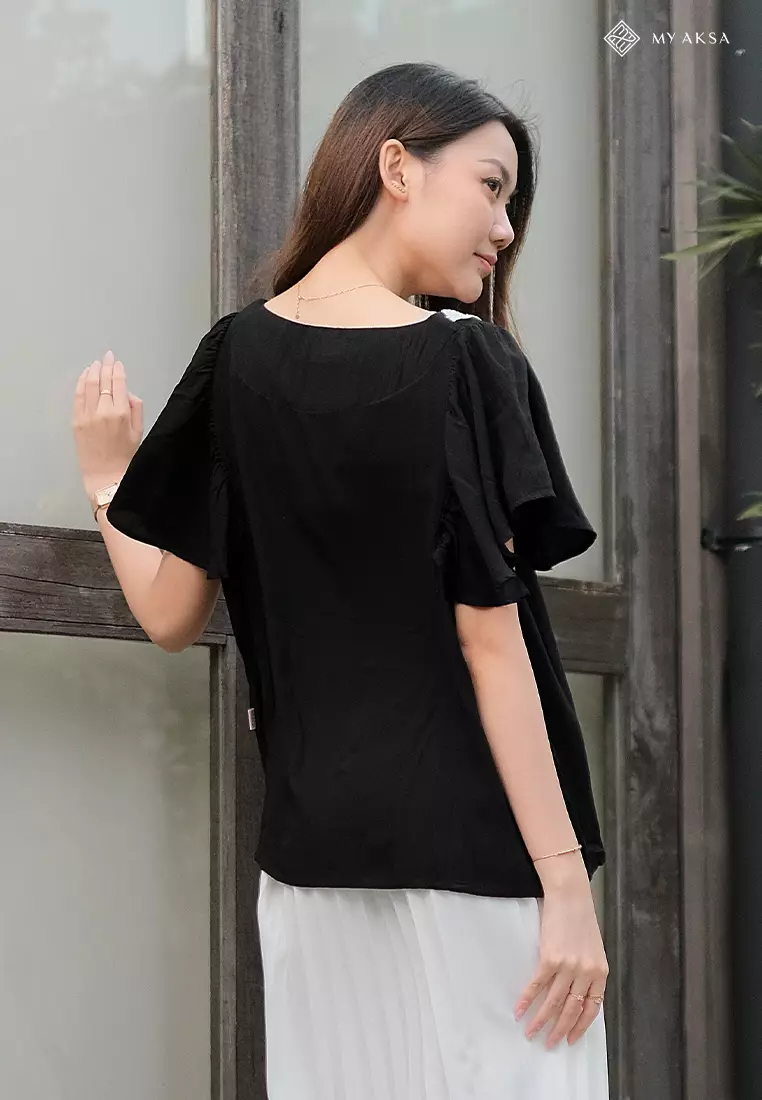 My Aksa Batik Blouse Rayon Wanita Aura Black