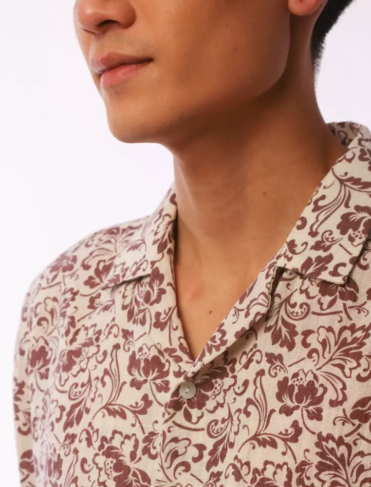 EAST INDIA COMPANY - ALSYAD SHORT SLEEVE PRINTED SHIRT Maroon