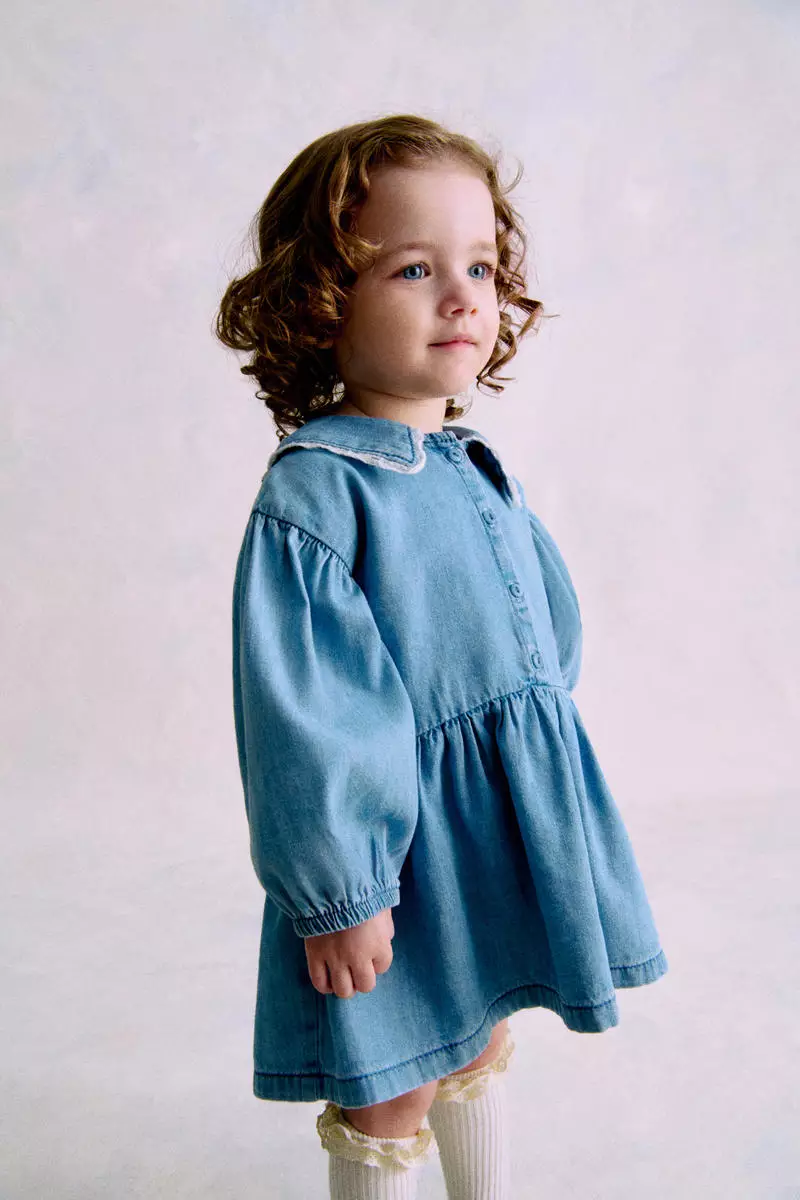 Sailor-collared denim dress