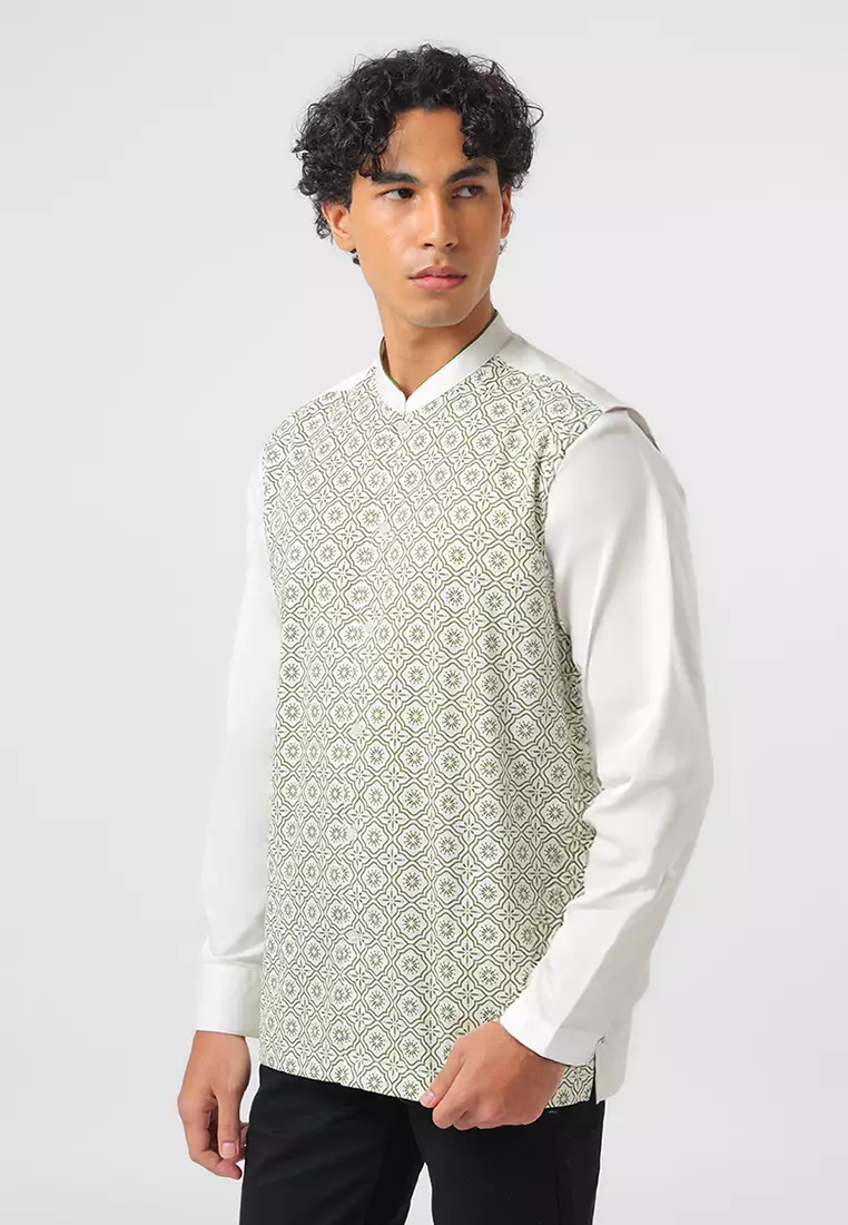 Kemeja Koko Pria Lengan Panjang HASYIM OLIVE GREEN Baju Muslim Pria