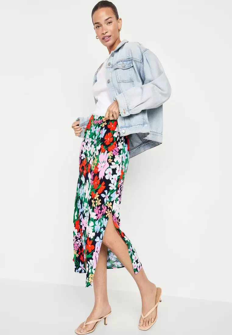 High-Waisted Midi Slip Skirt for Women