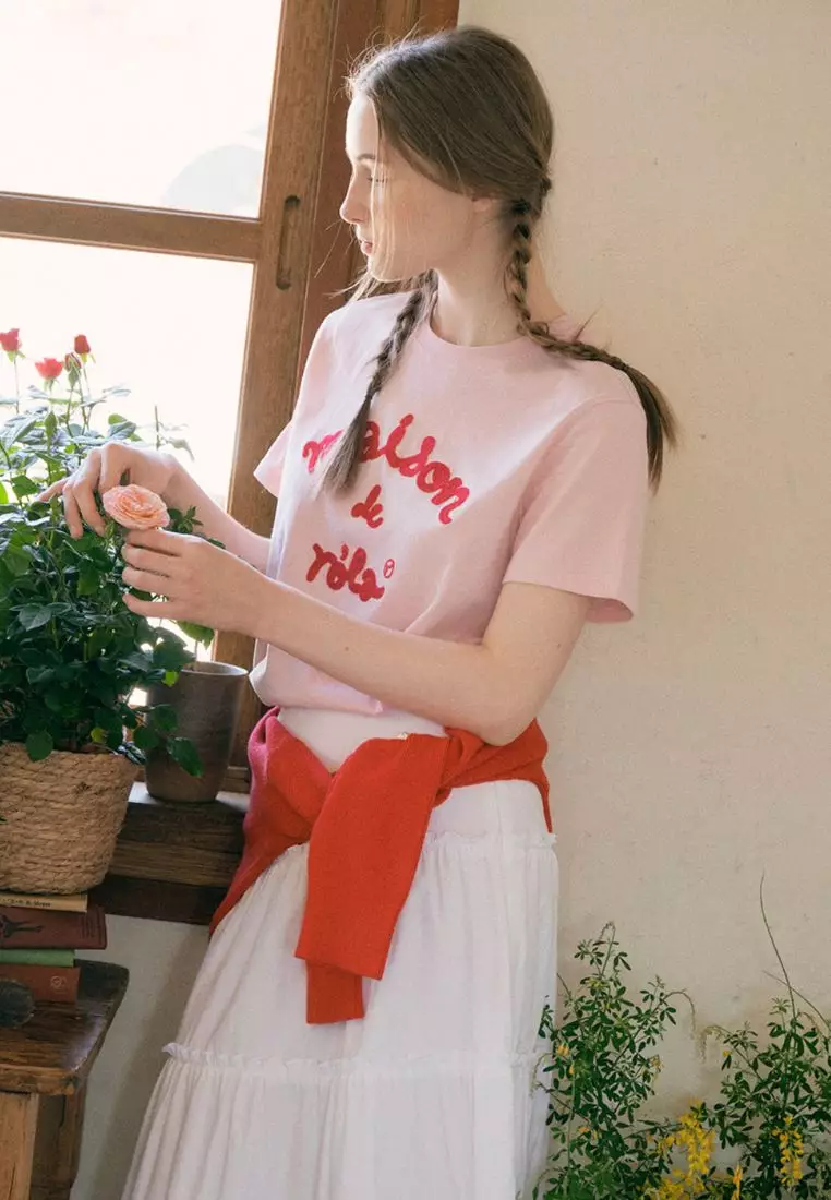 Maison De Rola Embroidery T-Shirt Pink