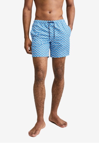MANGO Man blue Printed Beach Shorts 91952US88358B8GS_1