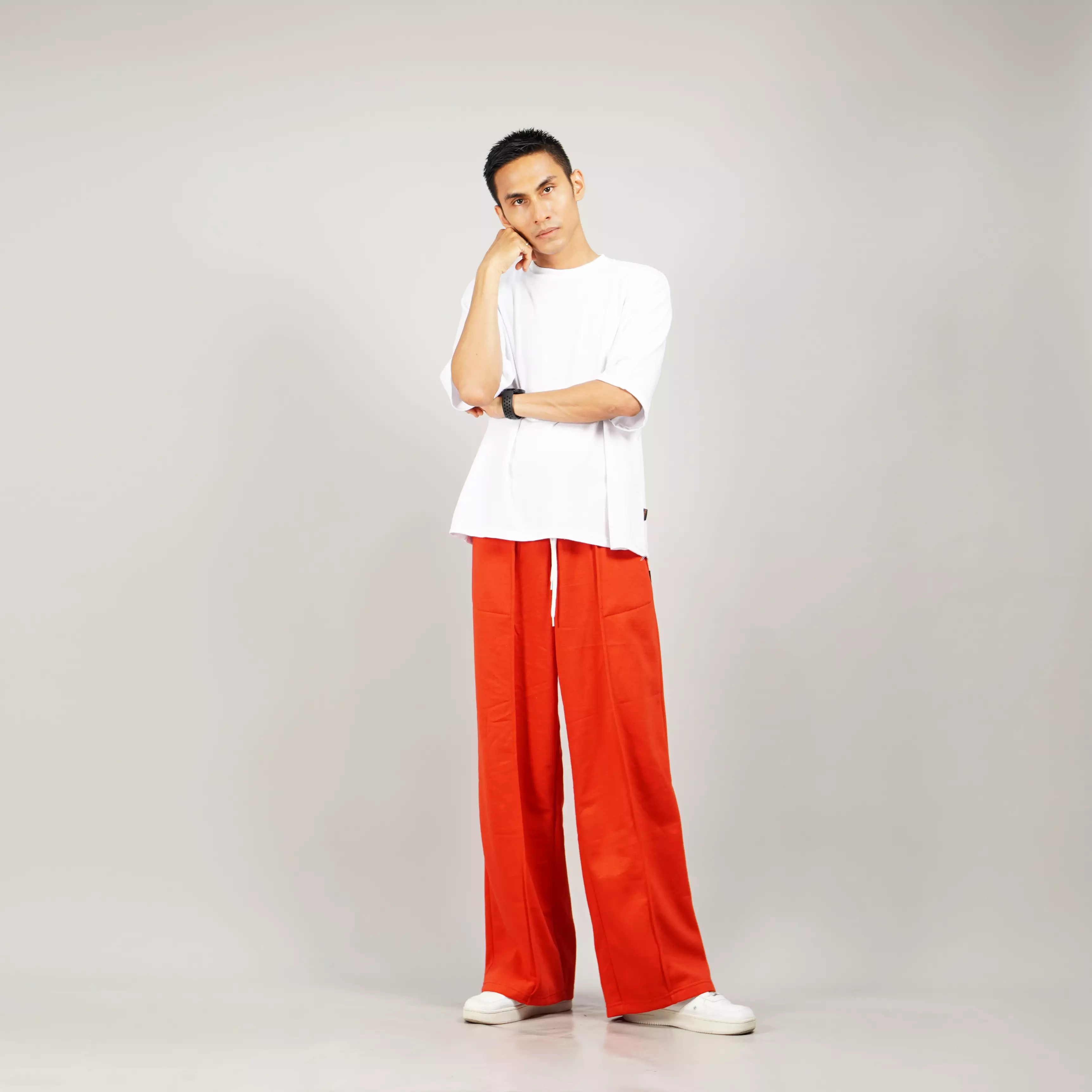 JENN Celana Baggy Pria Celana Panjang Baggy Pants Pria - MERAH