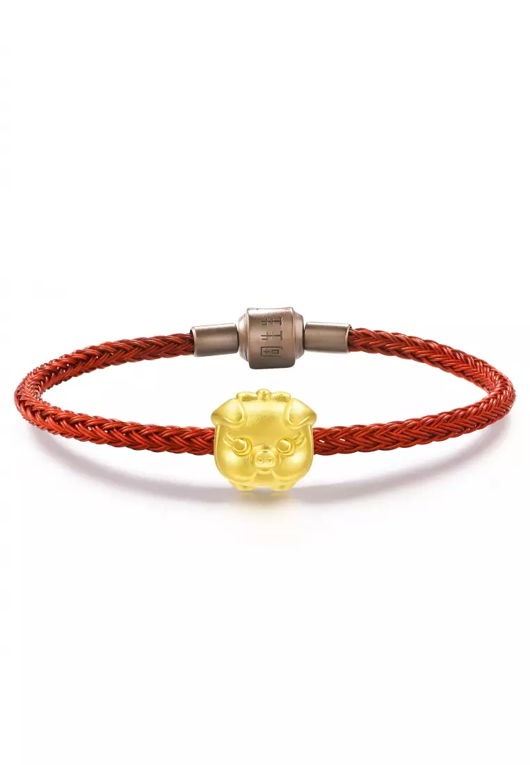 999 24K Solid Gold Zodiac Pig Charm 90024C (Bracelet not included)