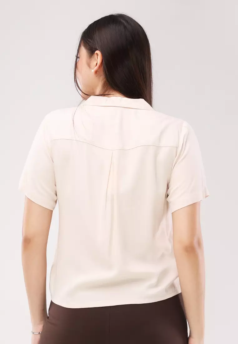 Single Twill Woven Short Sleeves Blouse