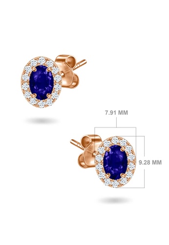 Aquae Jewels pink Earrings Princess 18K Gold and Diamonds with Ruby - Emerald - Sapphire - Rose Gold,Ruby 14804ACD033541GS_1