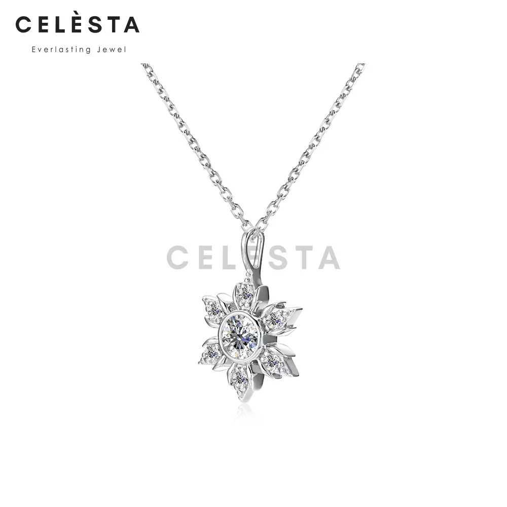 Berlian Moissanite Fauve Pendant [GRA CERTIFICATE MOISSANITE DIAMOND] - Kalung 0.5 CT Moissanite Diamond with 925 Silver CELESTA  by Her Jewellery