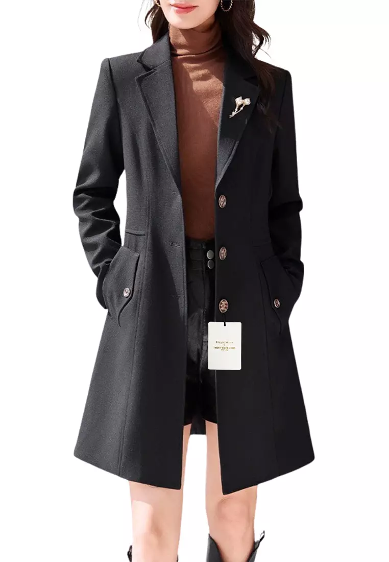 HAPPY FRIDAYS Fashionable Slim Cut Blazer-style Trench Coat YGH-EA2802