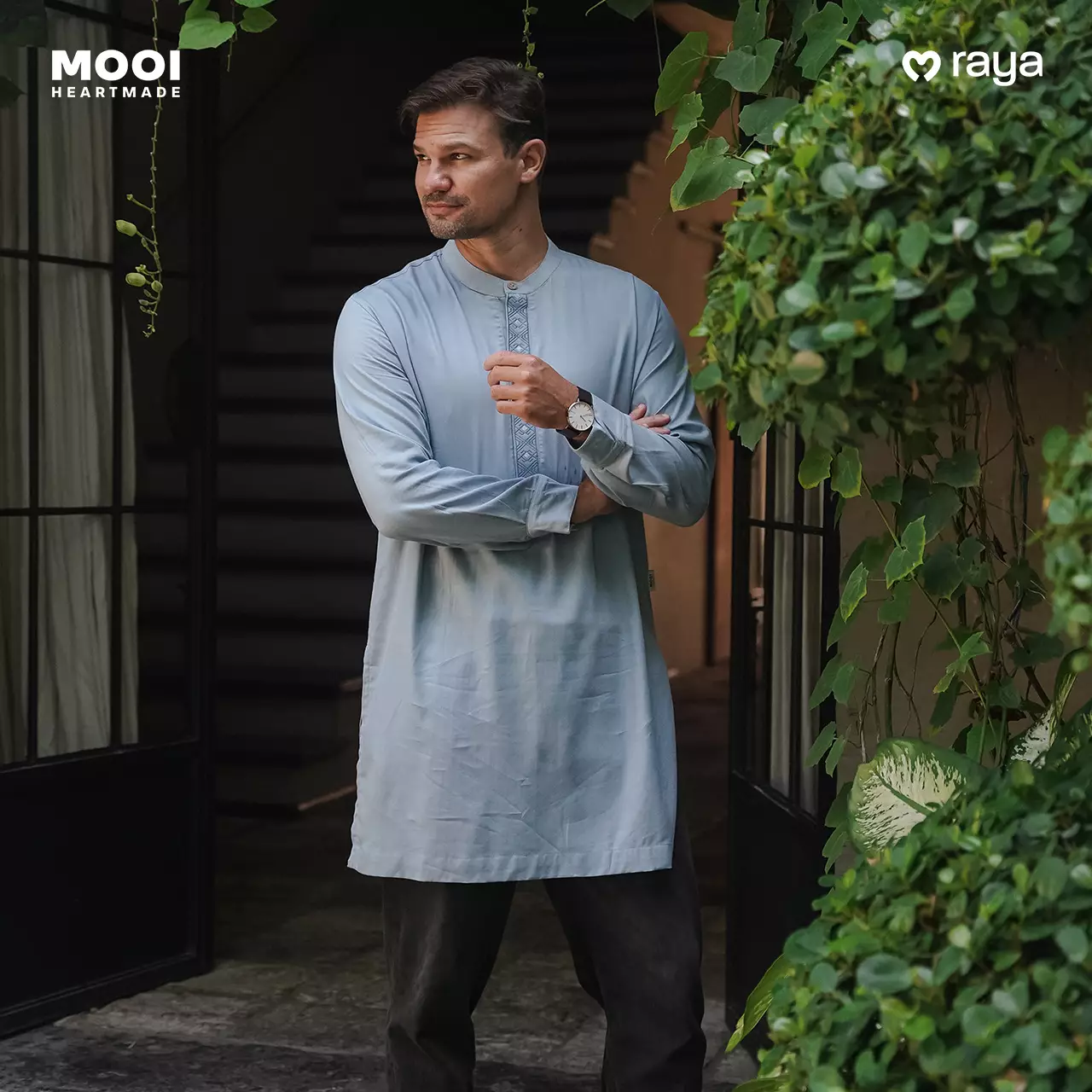 Mooi Atasan Pria Kemeja Pria Naqa Koko - Classic Blue