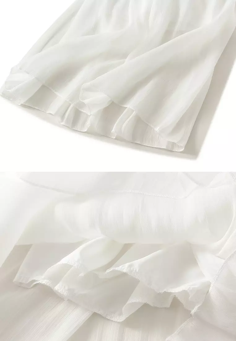 Pearlized Fabric Wide-leg Pants AF6806