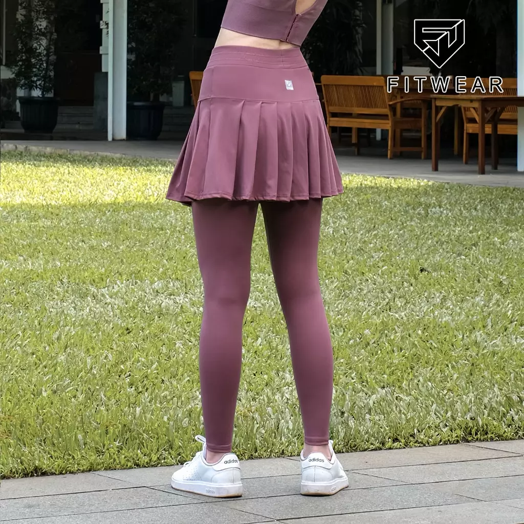 Fitwear Rok + Legging Olahraga Dryfit Wanita SAKURA POCKET FULL WAVE - LAVENDER