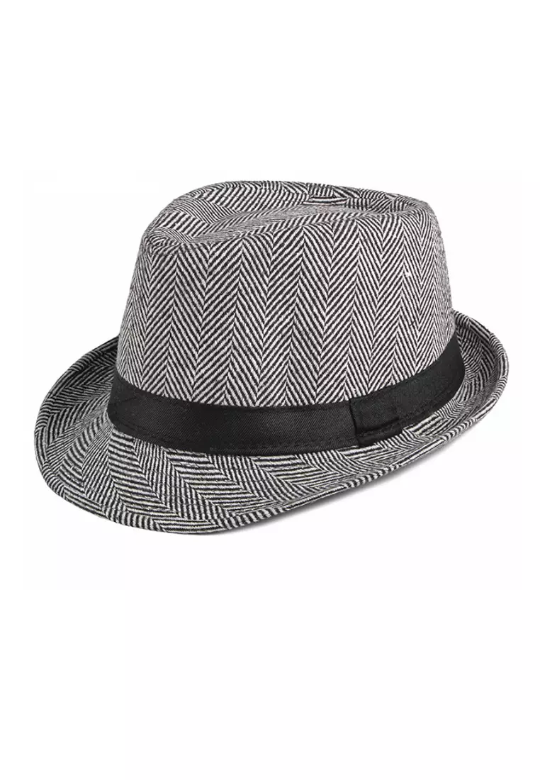 One Grocery Style Black and White British Diagonal Stripe Jazz Hat