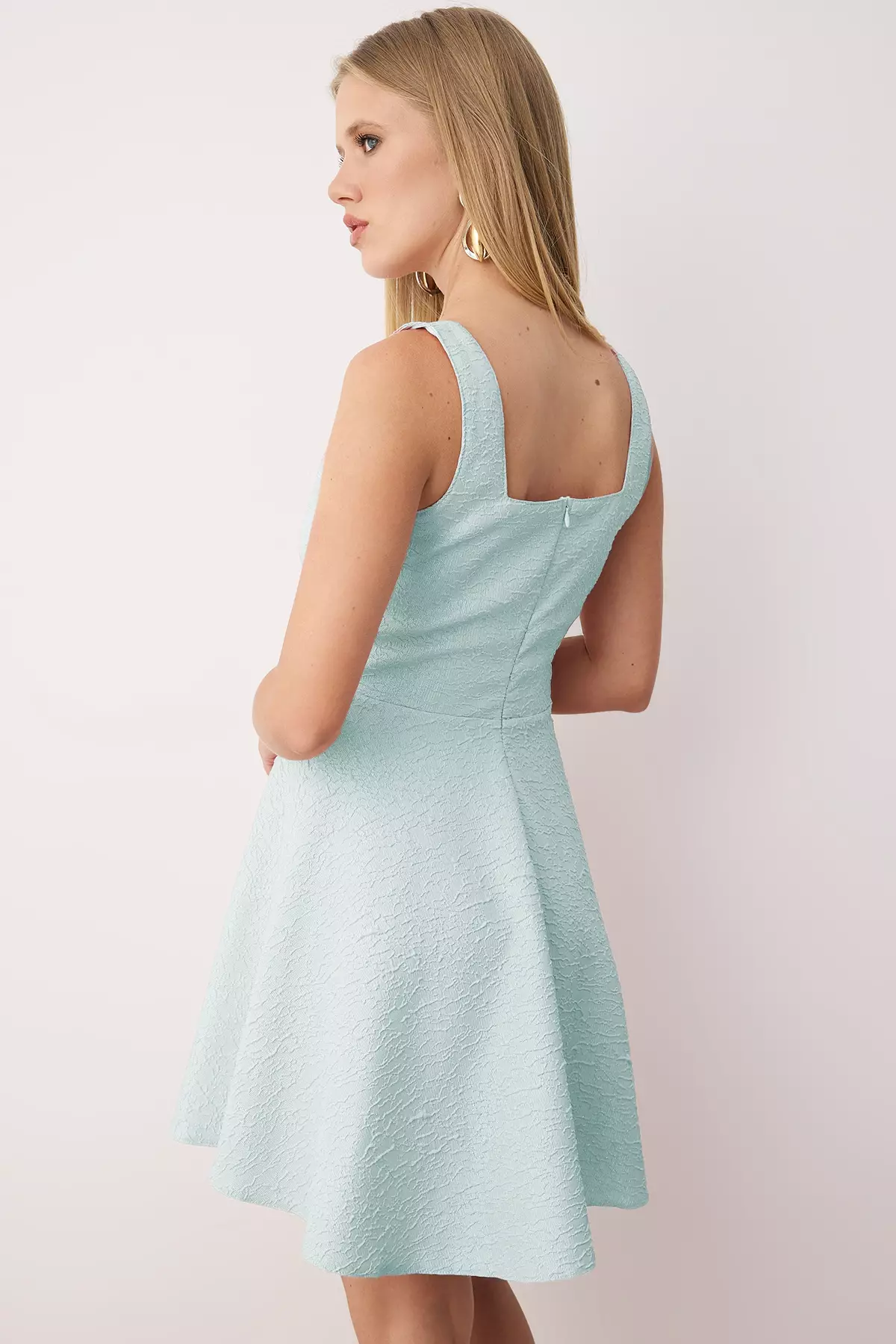 Baby Blue A-Line Jacquard Mini Elegant Evening Graduation Dress Tprss25El00311