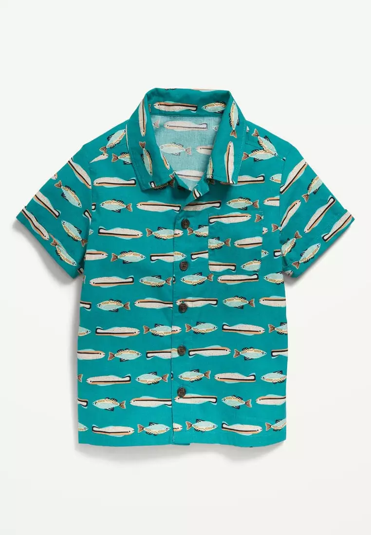 Short-Sleeve Graphic Pocket Shirt For Toddler Boys