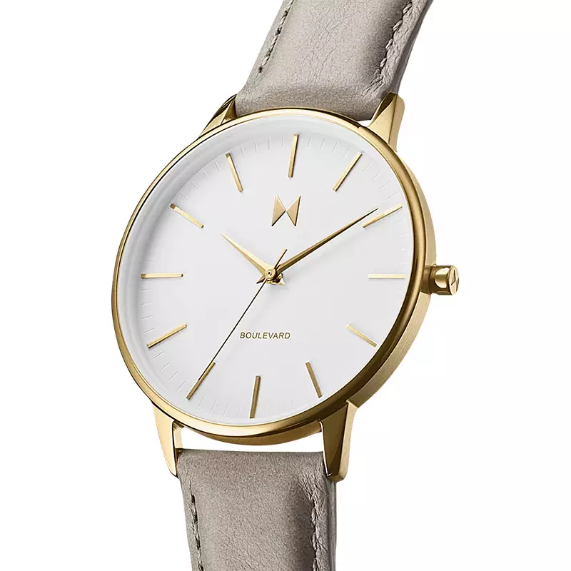Jam Tangan Wanita MVMT Boulevard 28000219-D Topanga Grey White Dial Leather Strap