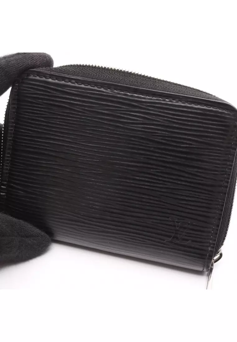 Pre-Loved Louis Vuitton zippy coin purse Epi Noir card case coin purse leather black