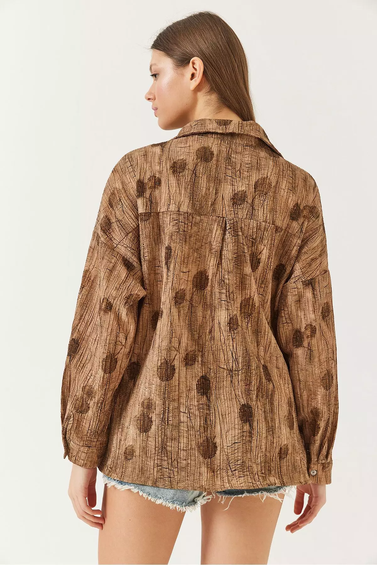 Women's Off Shoulder Print Oversize Shirt 60398 60271063