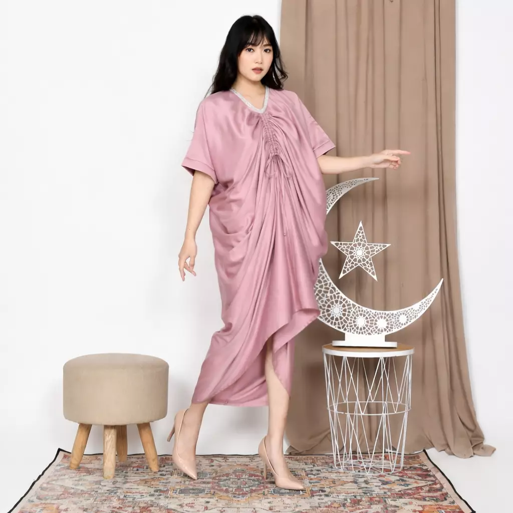 Aisha Draped Caftan in Pink