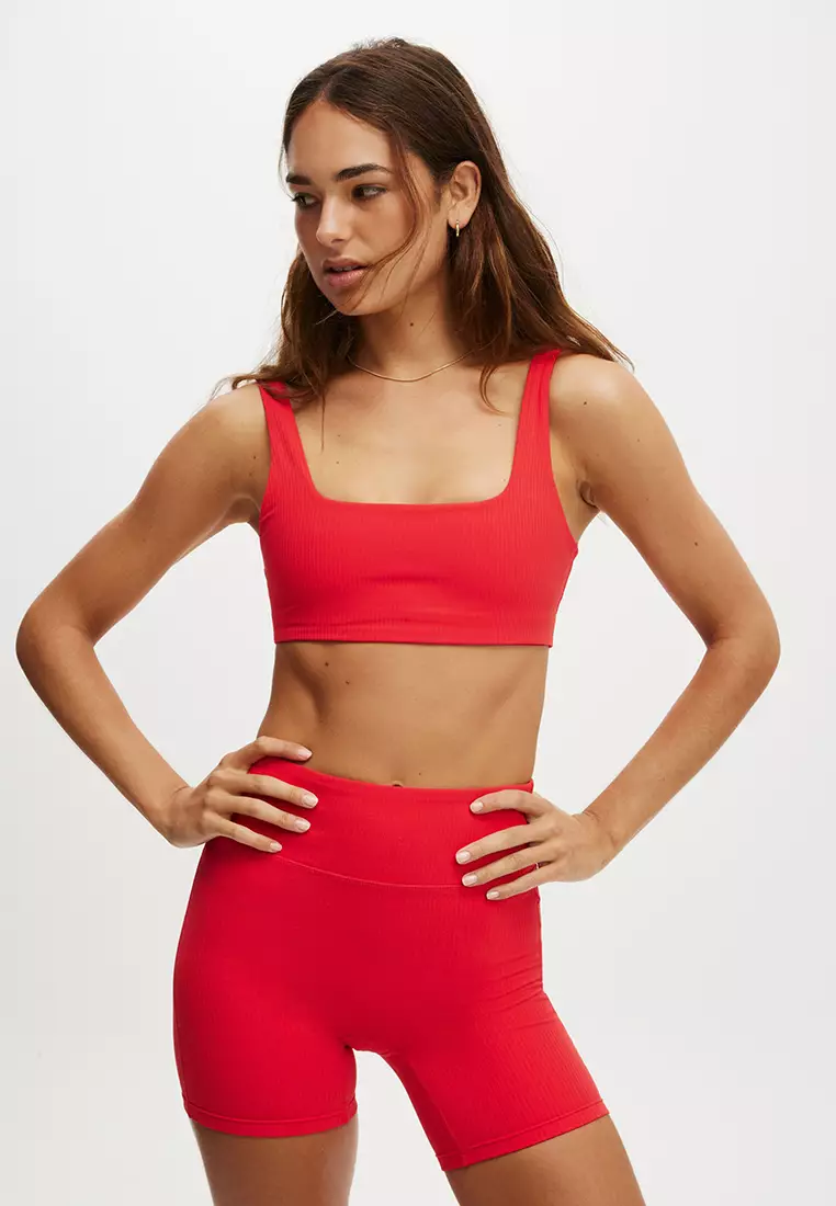 Athletic Shorts Red Biker Shorts Ultra Soft Rib Bike Shorts