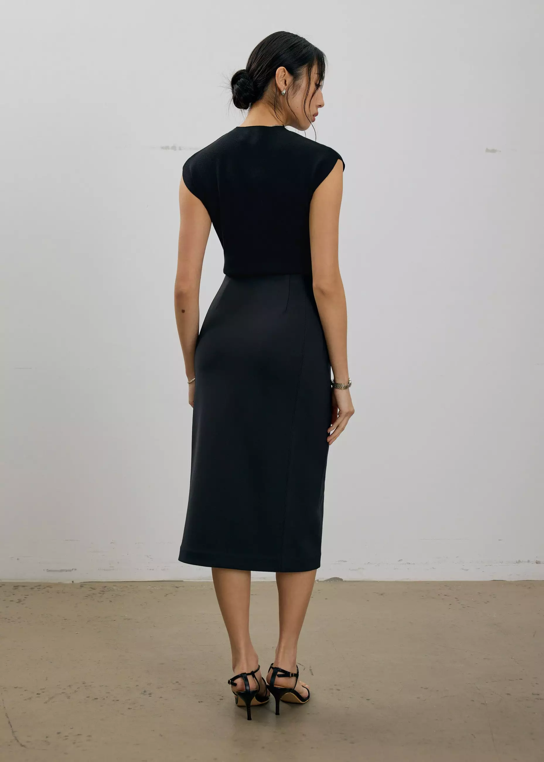 Rok Wanita - Vera Elastic Reversible Panelled Midi Skirt