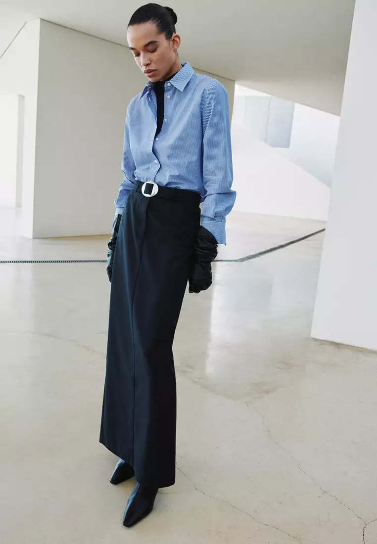 Cotton & Lyocell Blend Straight Shirt