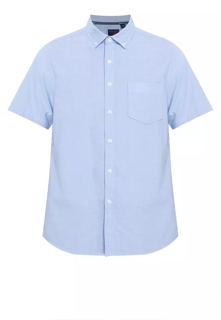 Woven Short Sleeves Casual Oxford Pea Shirt