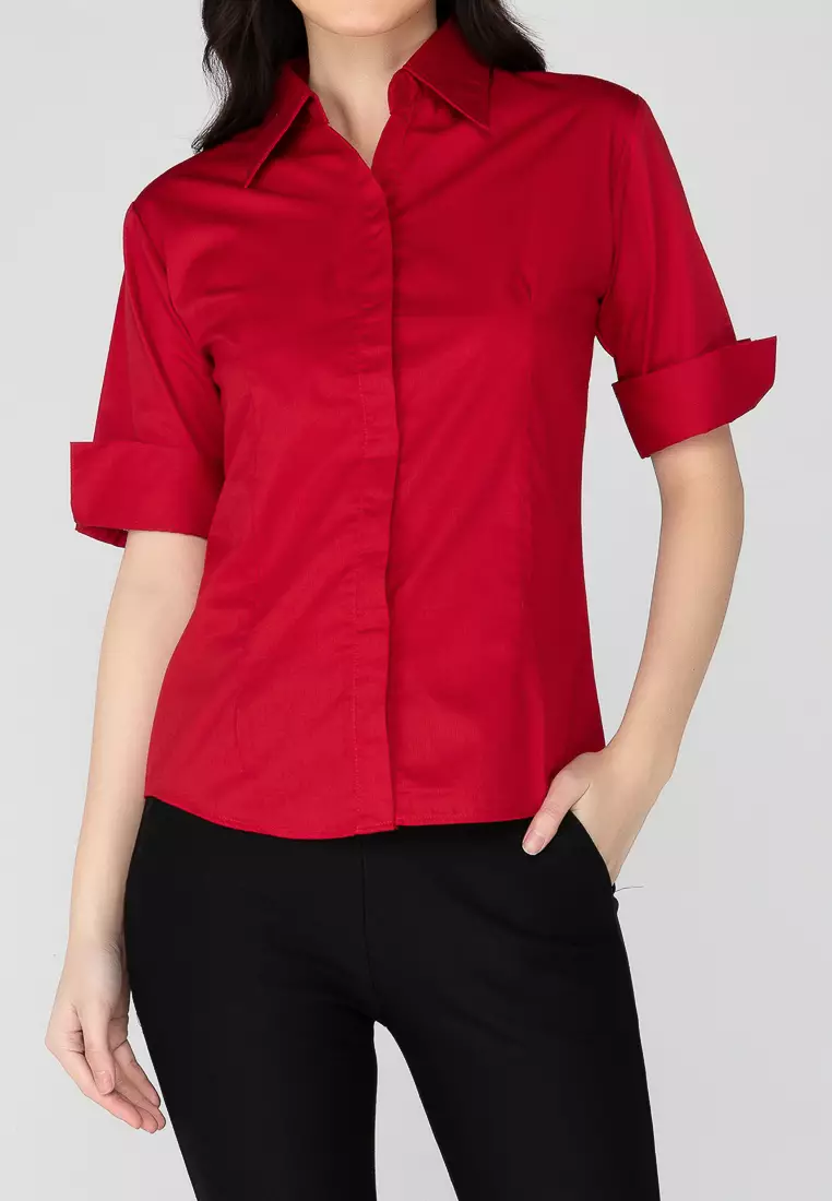 Diana 3/4 Sleeve Pinstripe Button Down Office Blouse