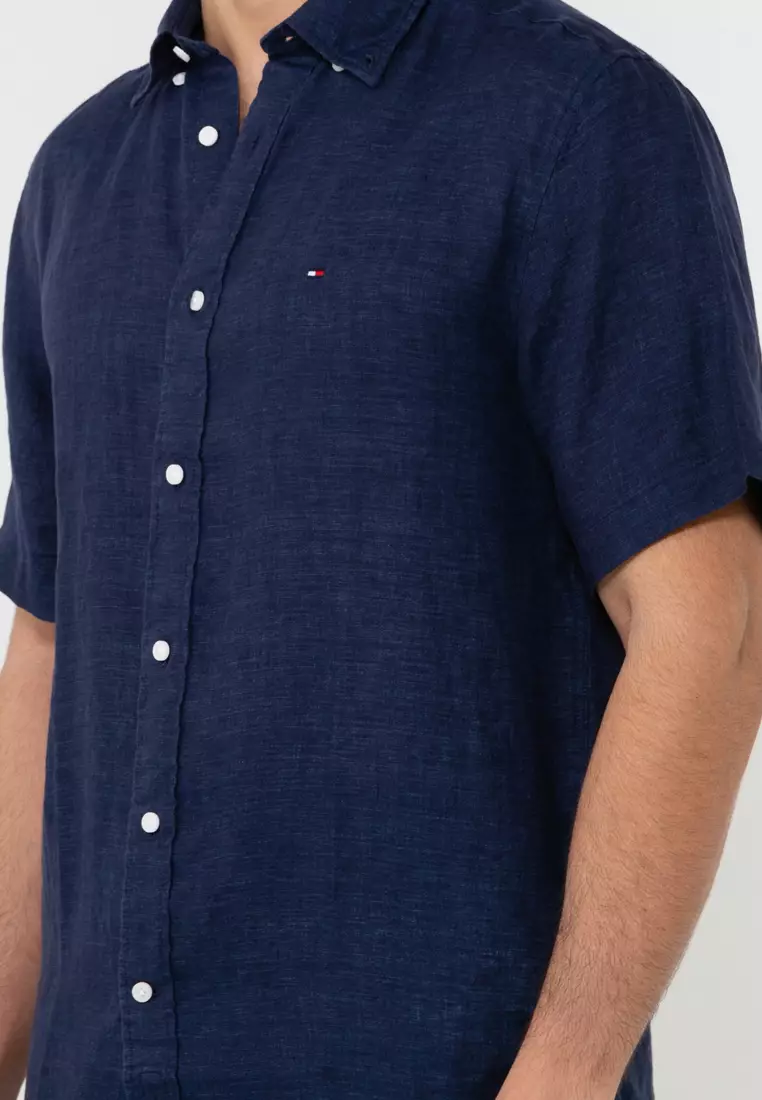 Tommy Hilfiger Short Sleeves Regular Fit Linen Shirt - Tommy Hilfiger ...