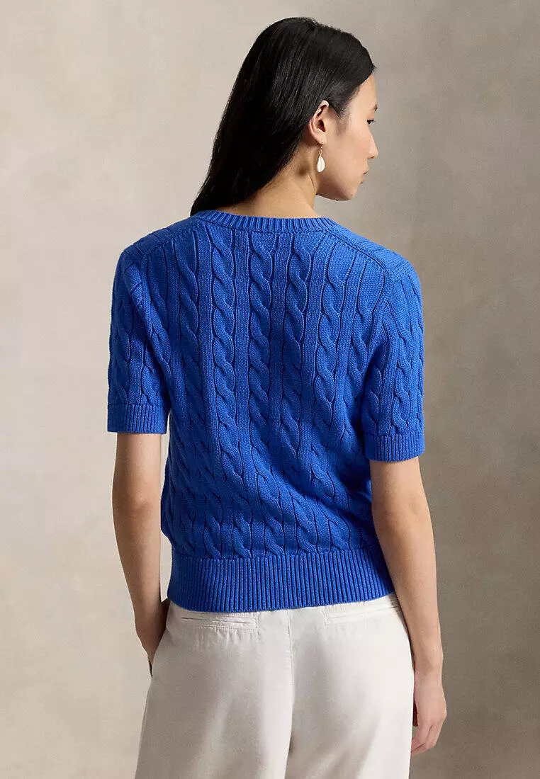 Polo Ralph Lauren Women Cable-Knit Cotton Short-Sleeve Cardigan