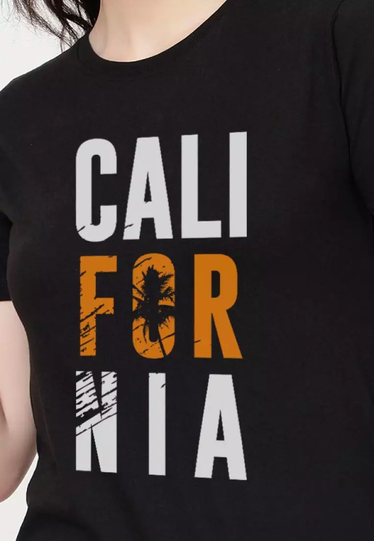 California Cool Style Relaxed Short Sleeve Stylish Black Cotton Casual Graphic Print Tee/TShirt