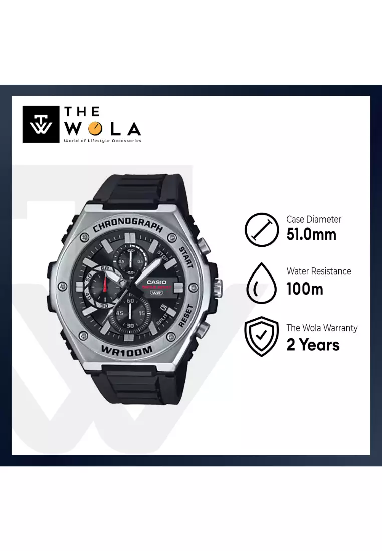 MWA-300H-1A Men Chronograph Watch Black Resin Strap