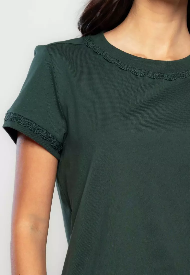 Araceli T-shirt with Braided Neckline Detail