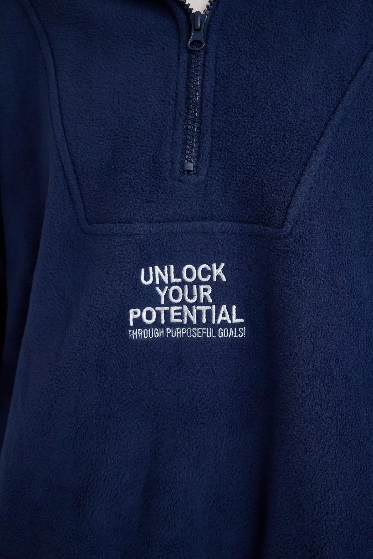 Zippered Embroidered Fleece Sweatshirt