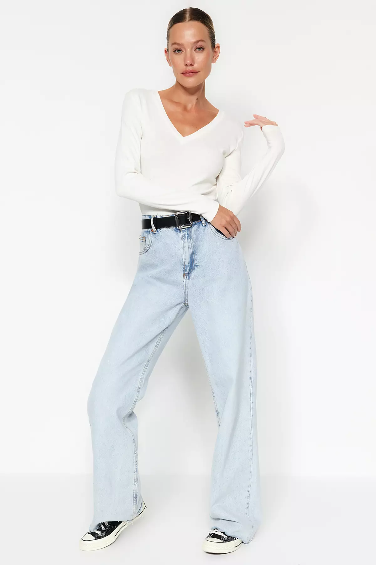 V-Neck Knitted Blouse