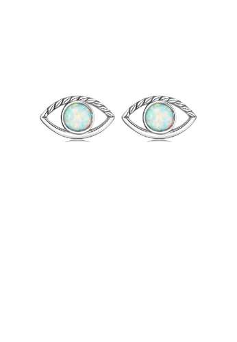 Glamorousky silver 925 Sterling Silver Simple Personality Devil's Eye Stud Earrings with Opal E6331ACA597A72GS_1
