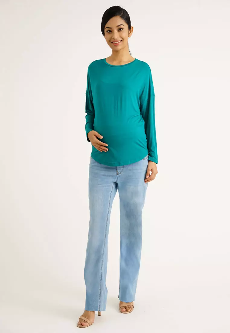 Light Blue Maternity Full Panel Boot Leg Jeans