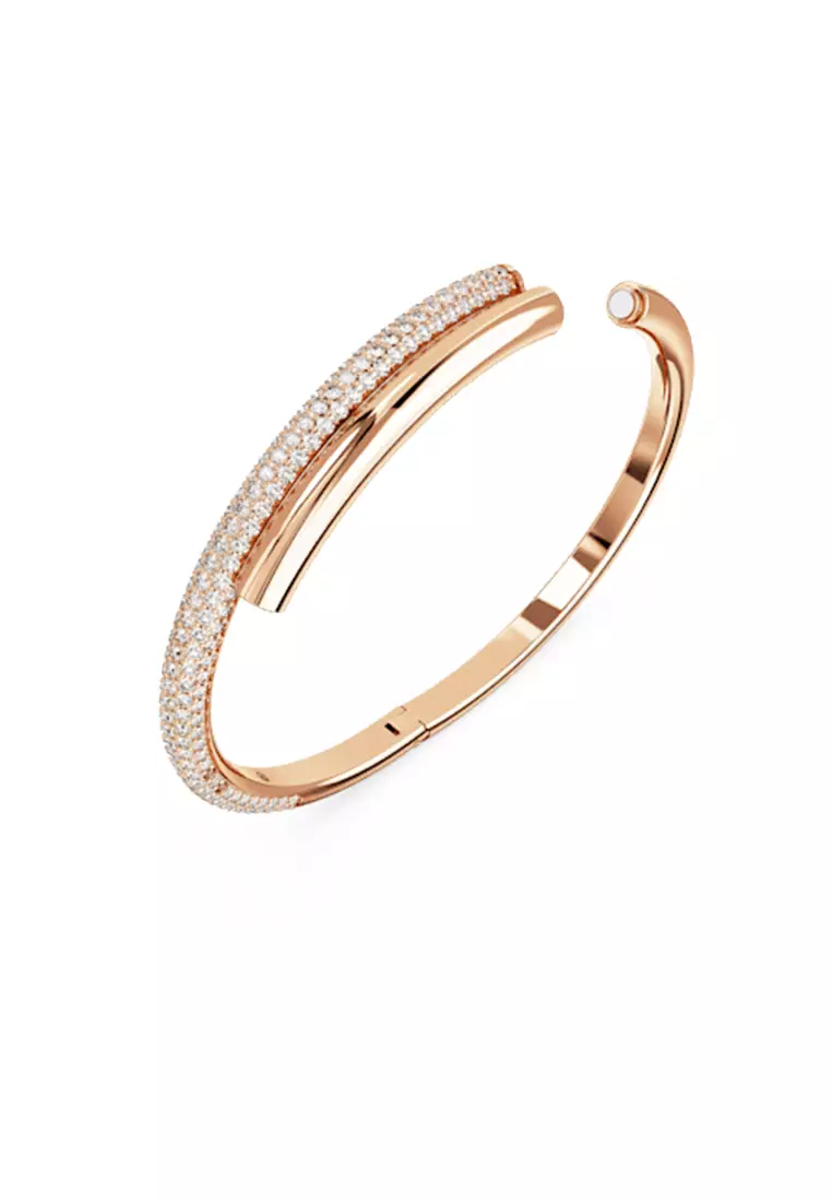 Dextera Bangle, Magnetic Closure, White, Rose Gold-Tone Plated